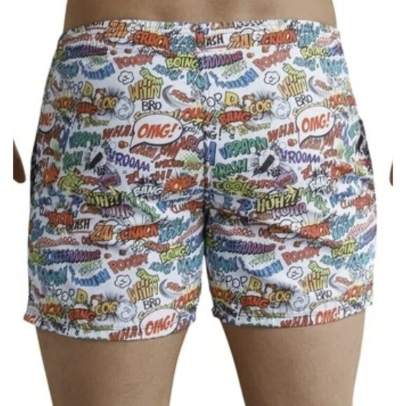 Clever 0673 Okidoky Atleta Swim Trunks Men's White/Multicolor Sz. M NEW - Picture 2 of 4